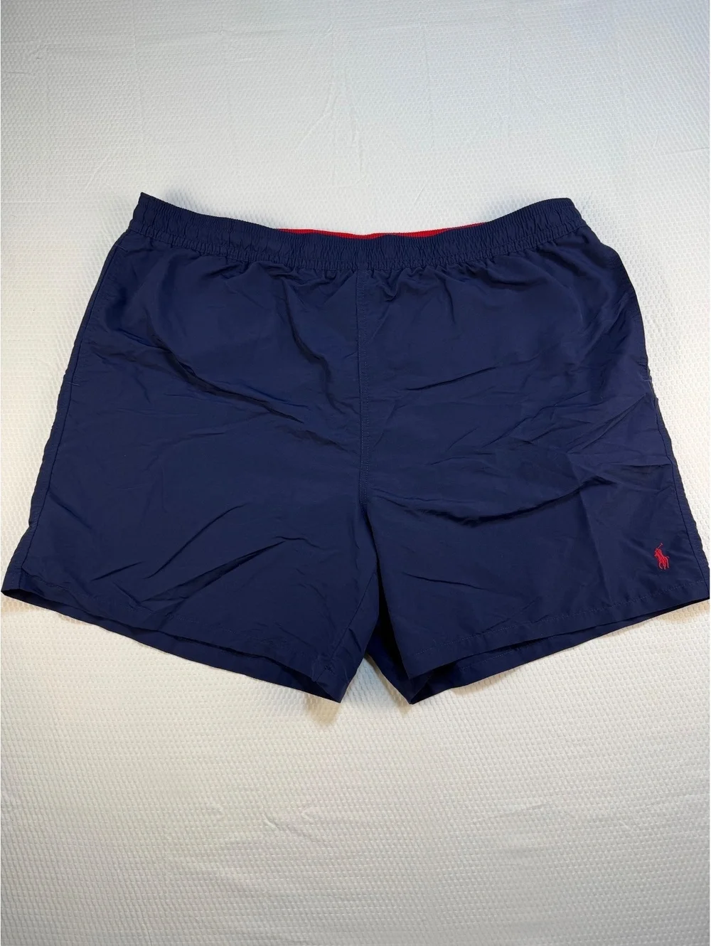 Polo Ralph Lauren Men’s Navy Swim Trunks Red Pony Mesh Lined Drawstring